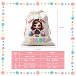 Personalizzato Cute Cartoon Bunny Girl Canvas Drawstring Bag con nome Uso quotidiano Happy Easter Gift per le ragazze