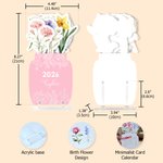 Personalized Watercolor Birth Flower 2026 Desk Calendar with Text and Acrylic Base Home Decor Birthday Gift for Family Friends