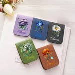 Segnalibro magnetico personalizzato in PU con nome, fiore e pietra di nascita, stile vintage - Regalo per amanti dei libri