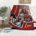 Couverture douce personnalisée avec texte et 4 photos de collage - Cadeau fête des Mères pour la famille