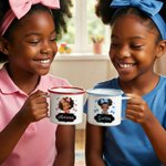Personalisierte niedlichen Cartoon schwarzes Mädchen 12 oz Emaille Becher mit Namen Geburtstag Geschenk für Mädchen