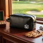 Personlig golfballdesign PU skinn Toalettveske i lær med tekst Reisetilbehør Bursdag Golf Club Gave til golfelsker Ektemann