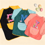 Personalise Bunny Ears Cartoon Character Waterproof Painting Baking Long Sleeve Apron with Initial Name and Pocket Easter Gift for Kid
