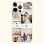 Personalisierte 6 Fotos Collage iPhone Fall mit Namen und Datum Valentinstag Jahrestag Geschenk für Paar