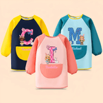 Personalise Bunny Ears Cartoon Character Waterproof Painting Baking Long Sleeve Apron with Initial Name and Pocket Easter Gift for Kid