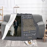 Personalized Love is Patient Kind Photo Soft Throw Blanket with Name and Date Valentine's Day Anniversary Wedding Gift for Couple