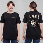 Personalisierte bis zum Tod Skelett Hand weiche passende T-Shirt Sweatshirt mit Text und Jahrestag Valentinstag Geschenk für frisch verheiratetes Paar