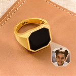 Personalized Heat-Activated Hidden Photo Sterling Silver Ring with Text Memorable Jewellery Birthday Anniversary Gift for Men Couple Family