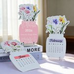 Personalized Watercolor Birth Flower 2026 Desk Calendar with Text and Acrylic Base Home Decor Birthday Gift for Family Friends