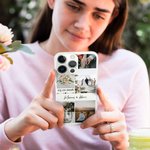 Personalisierte 6 Fotos Collage iPhone Fall mit Namen und Datum Valentinstag Jahrestag Geschenk für Paar