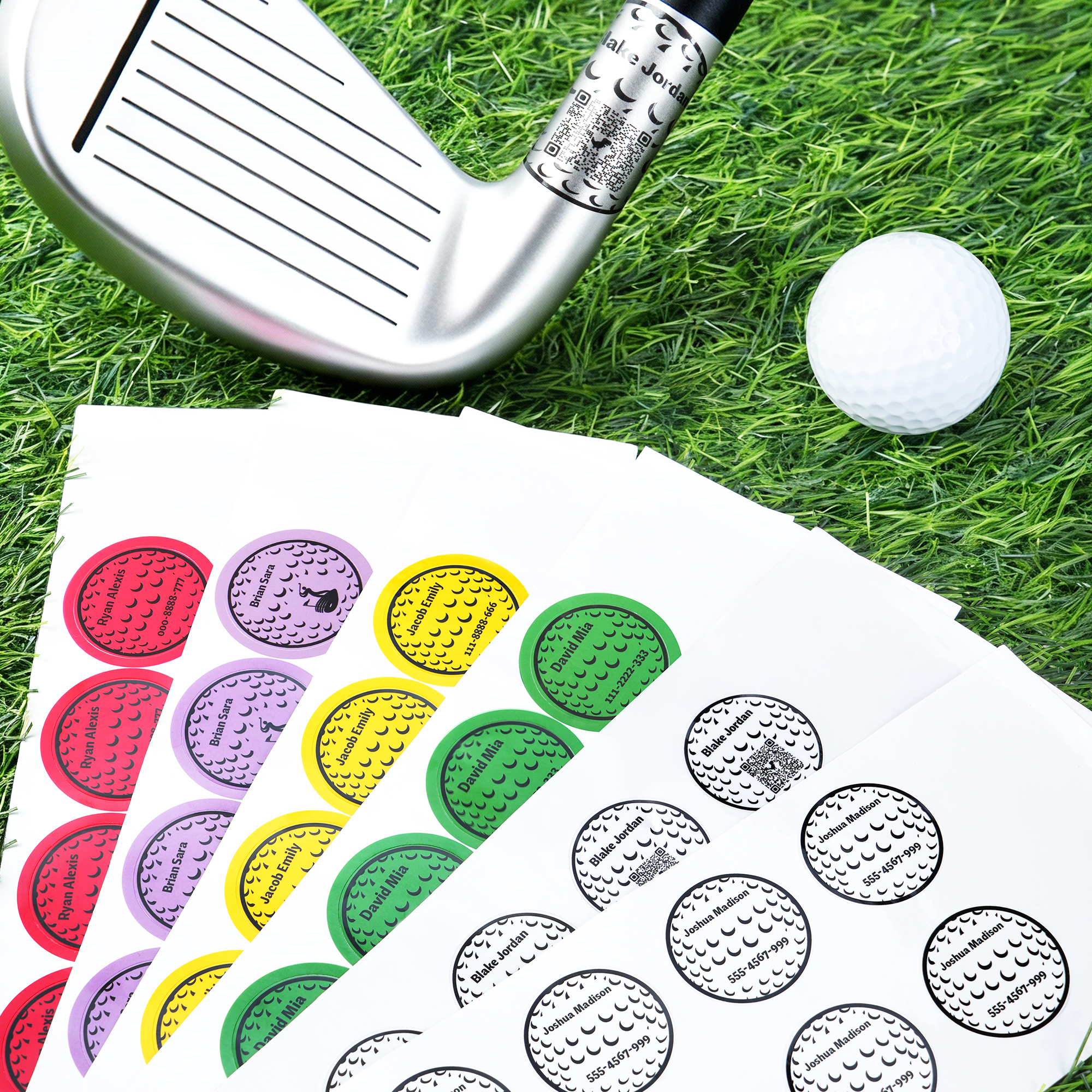 Personalisierte Golf Design wasserdichte Aufkleber Etiketten mit Namen und QR-Code Einfache Identifizierung Golf Club Team Geschenk für Golfliebhaber