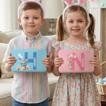 Personalisierte Multicolor niedlichen Ostern Kaninchen Initial Keks Zinn Aufbewahrungsbox mit Namen Ostern Party Geschenk für Jungen Mädchen