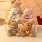 Orsacchiotto di peluche personalizzato con papillon e nome, motivo a quadri - Regalo di baby shower e compleanno per bambini
