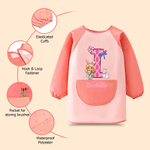 Personalise Bunny Ears Cartoon Character Waterproof Painting Baking Long Sleeve Apron with Initial Name and Pocket Easter Gift for Kid
