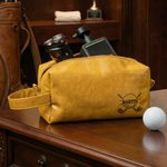 Personlig golfballdesign PU skinn Toalettveske i lær med tekst Reisetilbehør Bursdag Golf Club Gave til golfelsker Ektemann