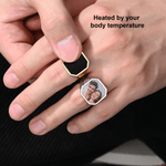 Personalized Heat-Activated Hidden Photo Sterling Silver Ring with Text Memorable Jewellery Birthday Anniversary Gift for Men Couple Family