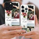Personalisierte 6 Fotos Collage iPhone Fall mit Namen und Datum Valentinstag Jahrestag Geschenk für Paar