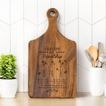 Personalised 2-6 Birth Flowers Wooden Reversible Charcuterie Chopping Board with Engraved Names and Grip Housewarming Birthday Gift for Friends Besties