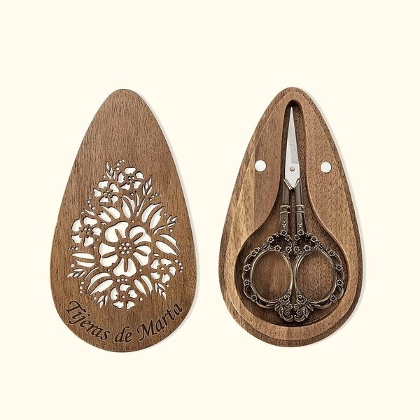 Tijeras personalizadas de estilo europeo con grabado caja magnética de madera regalo de cumpleaños y Día de la Madre para aficionados a la costura