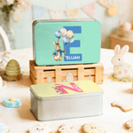 Personalisierte Multicolor niedlichen Ostern Kaninchen Initial Keks Zinn Aufbewahrungsbox mit Namen Ostern Party Geschenk für Jungen Mädchen