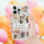 Personalisierte 6 Fotos Collage iPhone Fall mit Namen und Datum Valentinstag Jahrestag Geschenk für Paar