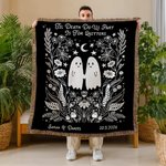 Personalized Gothic Ghost Tassel Blanket with Name and Date Wedding Anniversary Valentine's Day Gift for Couple