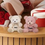 Orsacchiotto di peluche personalizzato con papillon e nome, motivo a quadri - Regalo di baby shower e compleanno per bambini