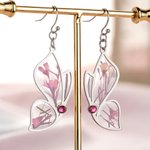Pendientes personalizados de Mariposa Transparente Flor Seca Piedra de Nacimiento Joyería delicada Cumpleaños Aniversario San Valentín Regalo para Mujeres Amantes de la Naturaleza