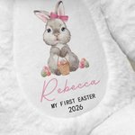Personalisierte My First Easter Egg Basket Plüsch Hase Spielzeug mit Namen und Jahr Ostern Geburtstag Geschenk für Kinder