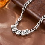 Collana personalizzata con 1-10 piastrine a barra con nome inciso, catena gourmette - Regalo per festa del papà per uomo
