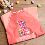 Personalise Bunny Ears Cartoon Character Waterproof Painting Baking Long Sleeve Apron with Initial Name and Pocket Easter Gift for Kid