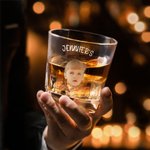 Personalisierte Foto Whiskey Dekanter mit Namen Vatertag Geburtstag Geschenk für Männer Whiskey-Liebhaber