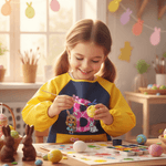 Personalise Bunny Ears Cartoon Character Waterproof Painting Baking Long Sleeve Apron with Initial Name and Pocket Easter Gift for Kid