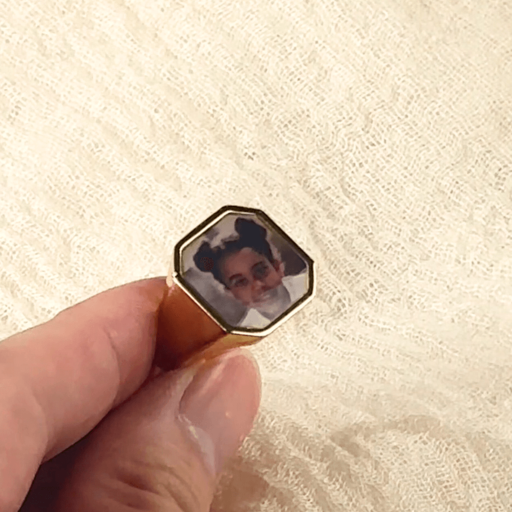 Anillo personalizado de plata de ley con foto oculta activada por calor y texto Joyería memorable Regalo de aniversario de cumpleaños para hombres Pareja Familia 2