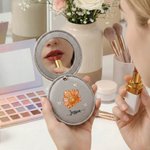 Henkilökohtainen Crystal Syntymä Kukka Perhonen PU Nahka Meikki Peili nimi Ystävänpäivä Syntymäpäivä Vuosipäivä Lahja naisille