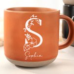 Gepersonaliseerde Floral Initial Name 12 oz Keramische Mok met Biscuit Base Dagelijks gebruik Kantoor Verjaardagscadeau voor familie Vrienden Collega's