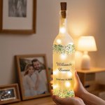 Gepersonaliseerde Eucalyptus Tekst & Datum LED Nachtlampje Frosted Fles Lamp Valentijnsdag Verjaardag Huwelijkscadeau voor pasgetrouwden koppels