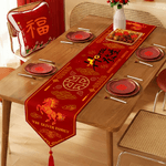 Personalized Chinese New Year Horse Table Runner with Family Name Home Decor Housewarming Holiday Gift for Family Friends