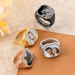 Personalized Heat-Activated Hidden Photo Sterling Silver Ring with Text Memorable Jewellery Birthday Anniversary Gift for Men Couple Family