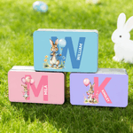 Personalizzato Multicolore carino Pasqua coniglio iniziale Biscuit Tin Storage Box con nome festa di Pasqua regalo per ragazzi ragazze
