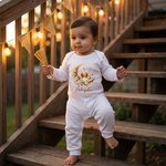 Personalizado Media Luna Mezquita Patrón 100% Algodón Suave Baby Bodysuit Romper Babero Set con Nombre Primer Eid Mubarak Regalo para Recién Nacidos Bebés