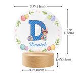 Personalizzato Cartoon personaggio coniglio sette colori iniziali LED luce notturna con nome e base in legno camera Decor Pasqua Party Favor regalo per i bambini