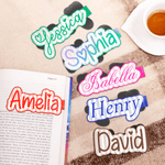 Personalized Striped Watercolor Style Magnetic Bookmark with Name  School Supplies Daily Use Reading Club Gift for Book Lovers