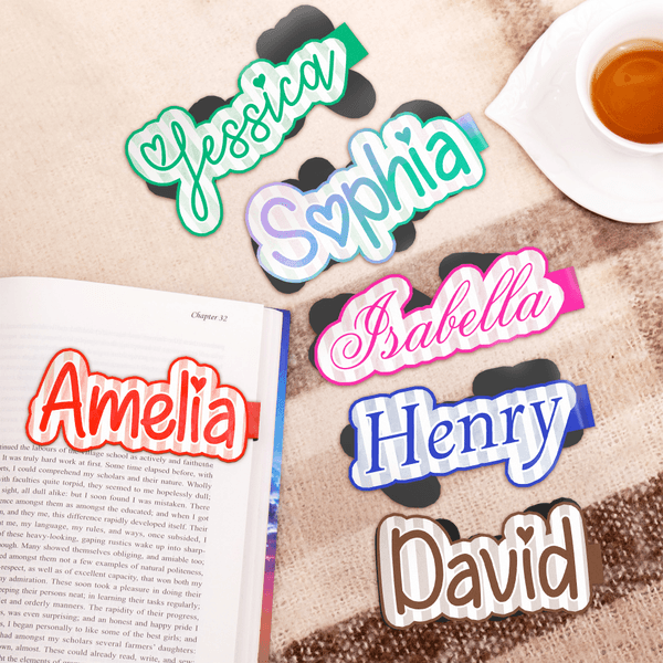 Personalised Striped Watercolour Style Magnetic Bookmark with Name  School Supplies Daily Use Reading Club Gift for Book Lovers