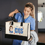 Personlig tegneserie lege sykepleier karakter stor lerret tote bag med navn bursdag sykepleier eksamen takknemlighet gave til sykepleier lege