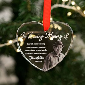 Personlig In Loving Memory of Photo Design Rund hjerteformet julepynt med navn og år Minnegave til minne om tap av en elsket
