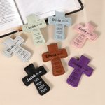 Personalised Inspirational Bible Verses Cross PU Leather Magnetic Bookmark Clip First Communion Baptism Back to School Gift for Christians Bookworms