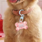 Personalised Lip Love Paw Print Acrylic Bone-Shaped Pet ID Tag with Name and Phone Number Daily Use Birthday Adoption Day Gift for Pet Lover Dog Owner