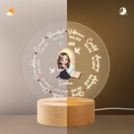Personalised Cartoon Prayer Character Cross Bible LED Night Light with Name Text and Wooden Base Baptism Confirmation Gift for Christian Woman