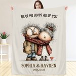 Personalized Elderly Couple Tassel Throw Blanket with Name and Date Wedding Anniversary Valentine's Day Gift for Couple